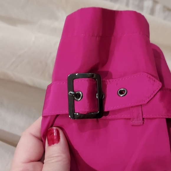 Ann Taylor Magenta Pink Raincoat Double Button Front Size Medium - Picture 6 of 10